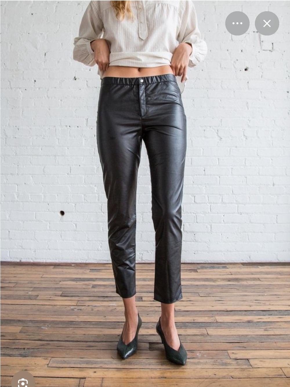 Isabel Marant Black Cropped Faux-Leather Slim Pants